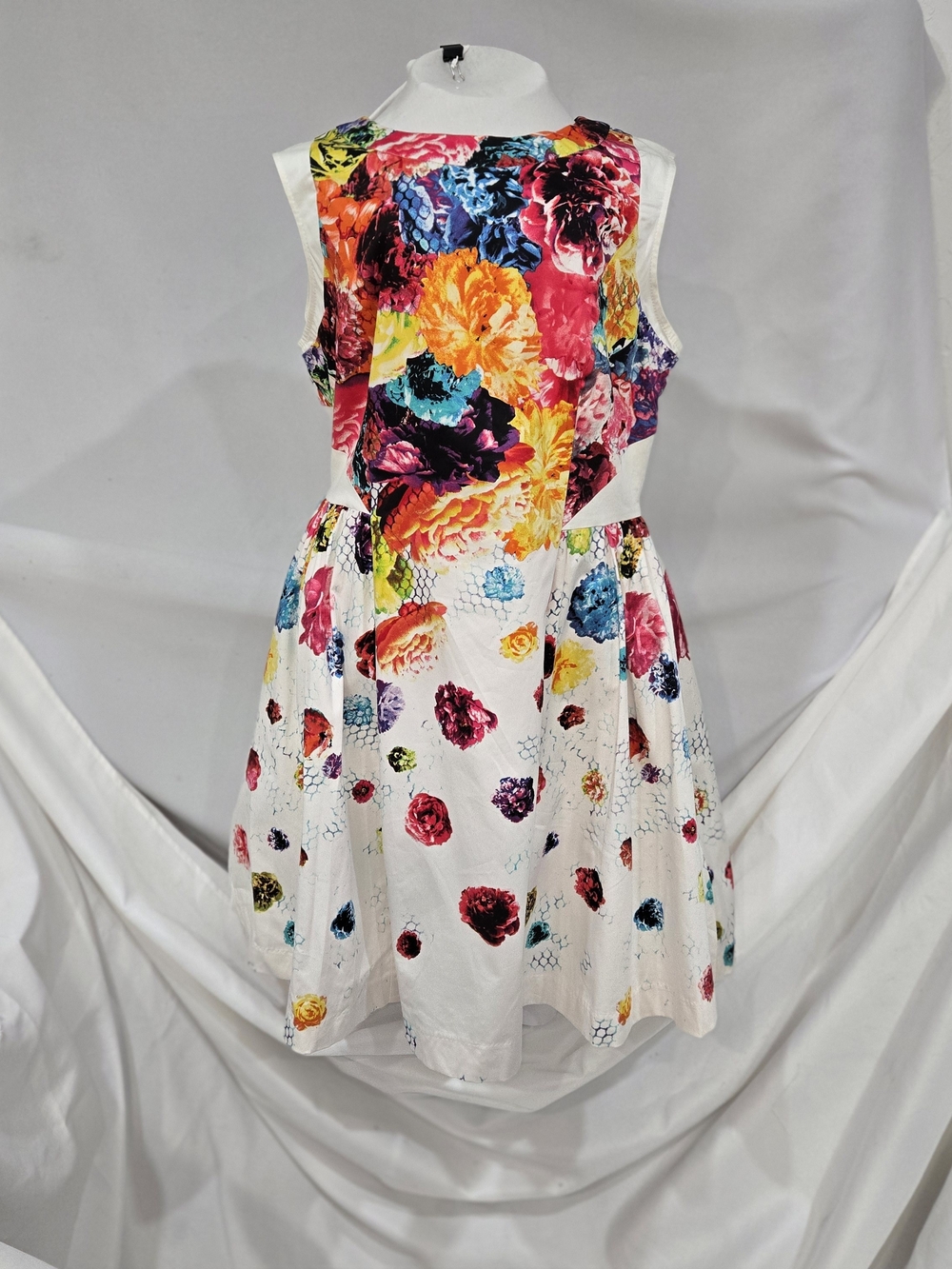 Prabal Gurung for Target White Midi Dress with Vibrant Floral Print